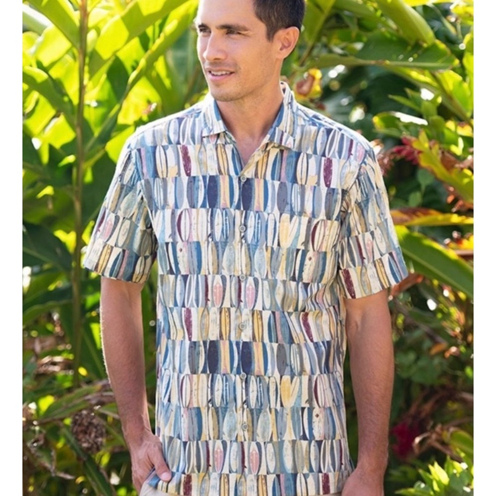 Tori Richard Board room short‎ sleeve Hawaiian surfboards button up medium